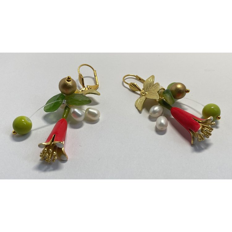 Ohrhänger - Fuchsia Gold - Pearls Multicolor