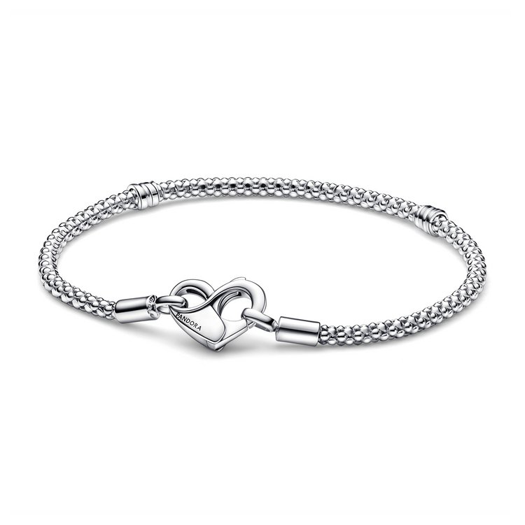 Armband 20 cm - Silber - Schlangenband Herzschloss