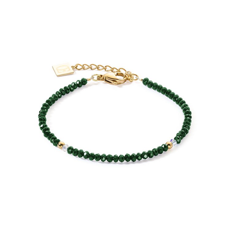 Armband - Edelstahl gold - Kleine Grüne Perlen