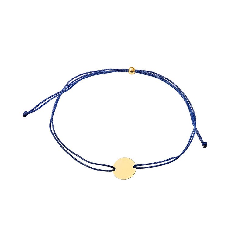 Armkette - Gelbgold 375 - Nylon blau - Platte