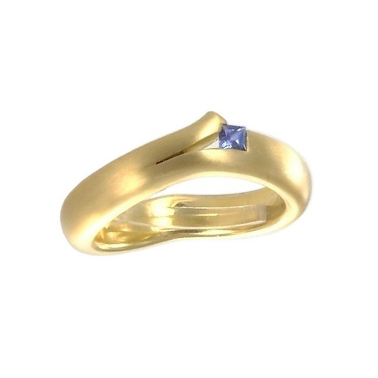 Ring 64 - Gelbgold 750 - Saphir Carrée