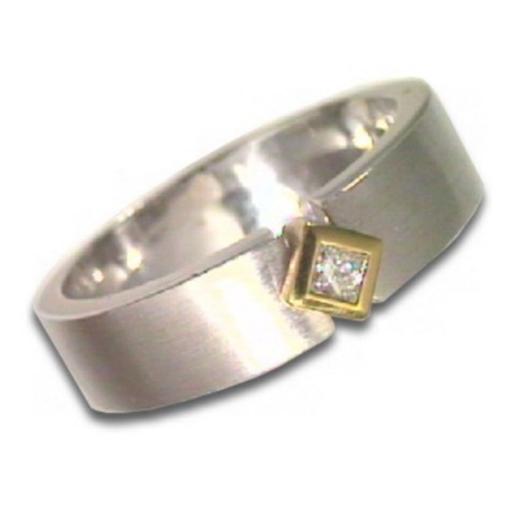 Ring 63 - Gold 585 - bicolor - Diamant 0,095ct