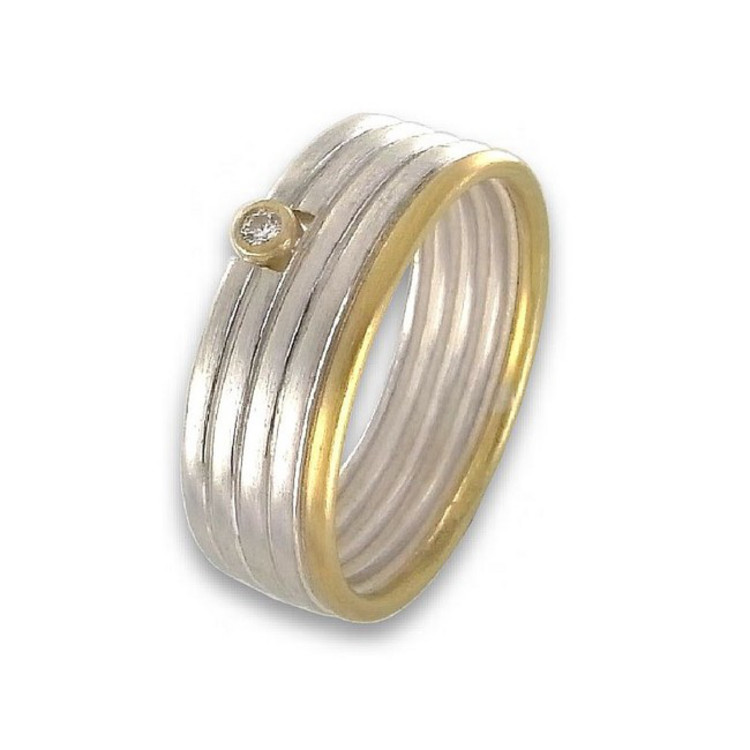 Ring 53 - bicolor - Sterlingsilber Gold Brillant