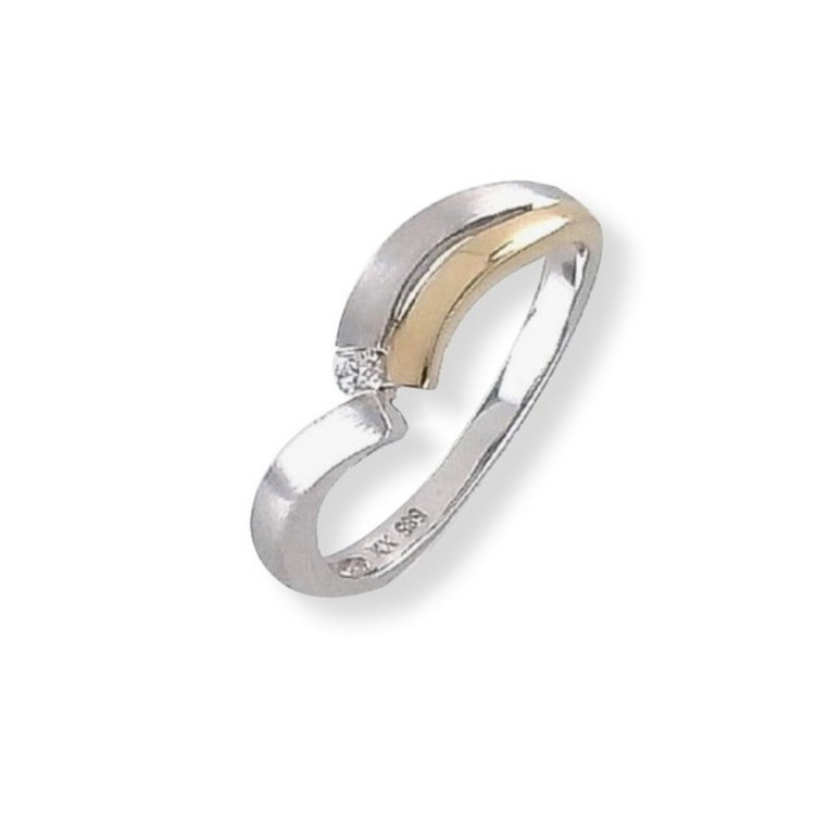 Ring 55 - Gold 585 -bicolor - Brillant 0,03ct
