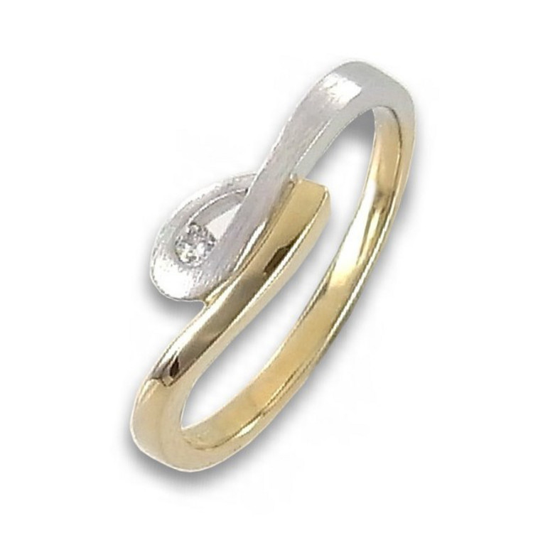 Ring 54 - Gold 585 - bicolor - Brillant 0,03ct