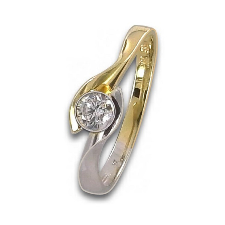 Ring 56 - bicolor - Gold 333 8K Zirkonia