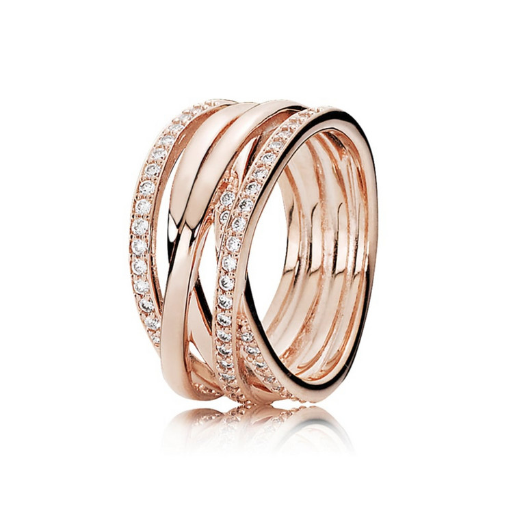 Ring 60 - Pandora Rose - Funkelnde Bänder Ring
