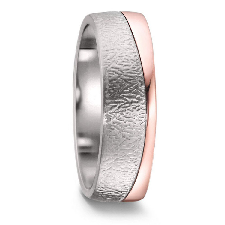 Ring - Titan/Gold - struckturiert - grau/rosé