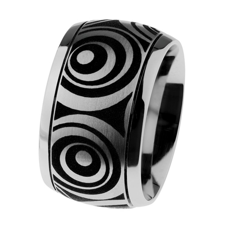 Ring 62 - Edelstahl matt 10 mm - graviert schwarz