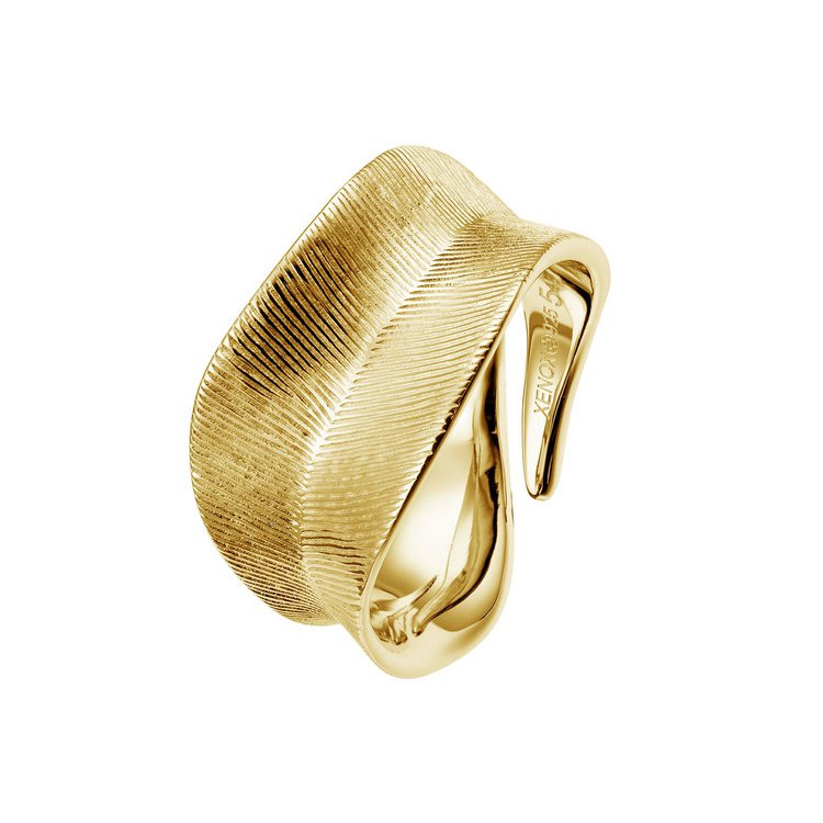 Ring 56 - Leaf - Silber vergoldet - Blattform