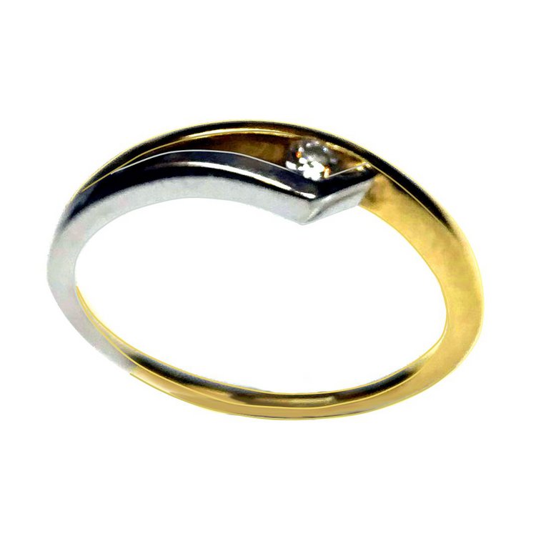 Ring 69 - Gold 750 18K - bicolor - weiße Steine