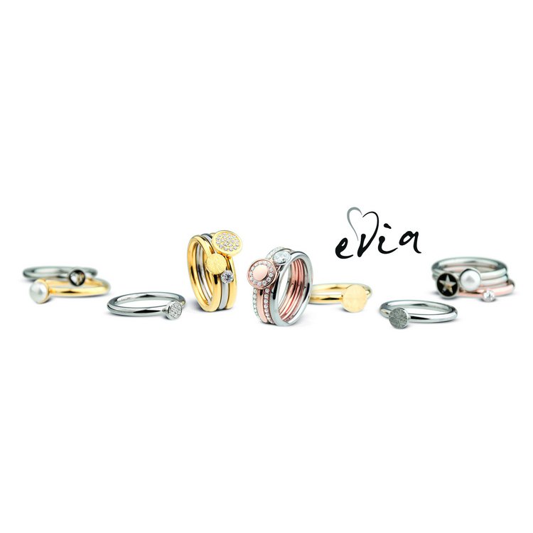 Ring 54 - Evia - Edelstahl Button-Perle goldfarben