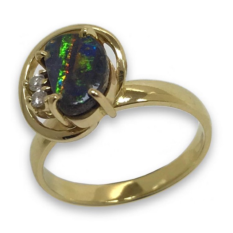 Ring 55 - Gold 585 - Opal - bunter Stein