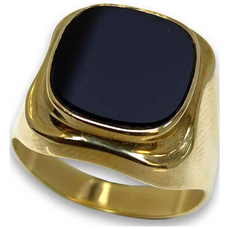 Ring 69 - Gold 585 14K - Siegelring - Onyx