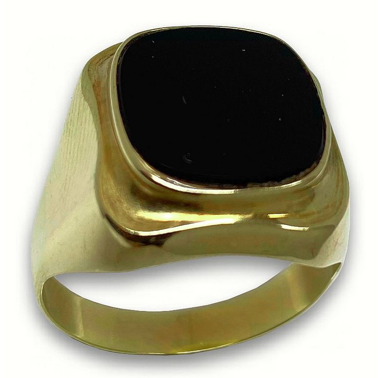 Ring 69 - Gold 585 14K - Siegelring - Onyx