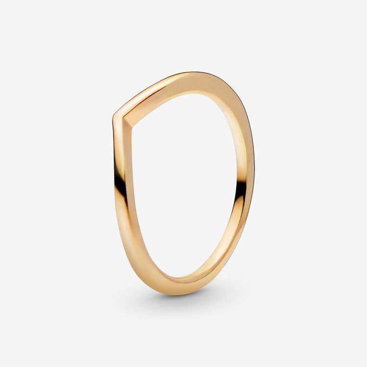 Ring 60 - Vergoldet - Polierter Wishbone-Ring