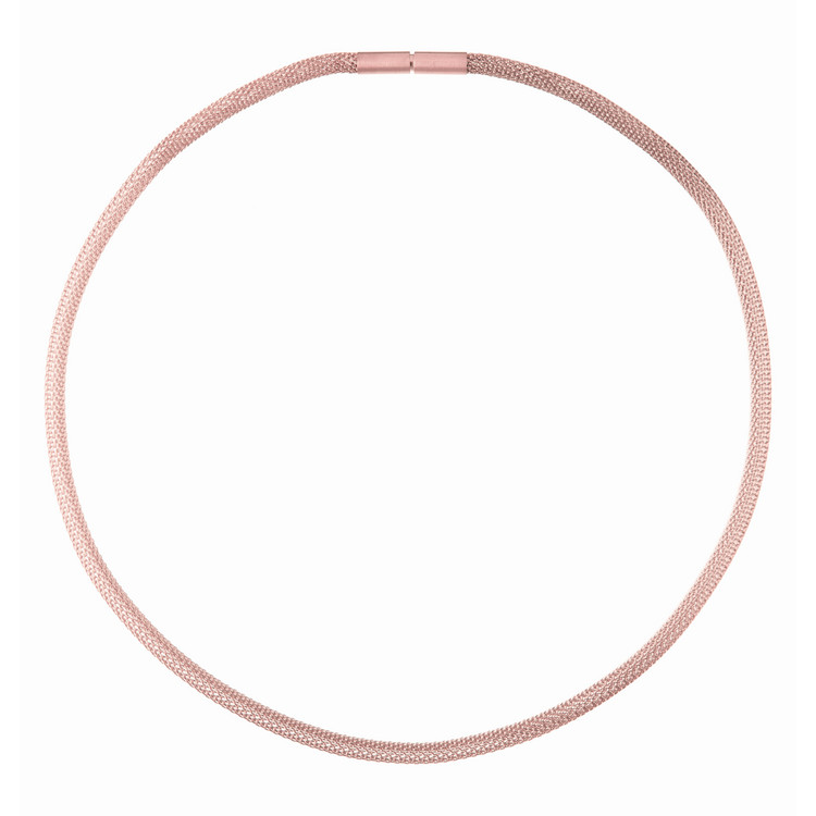 Halskette 45cm - Edelstahl - Strickmuster - rosé