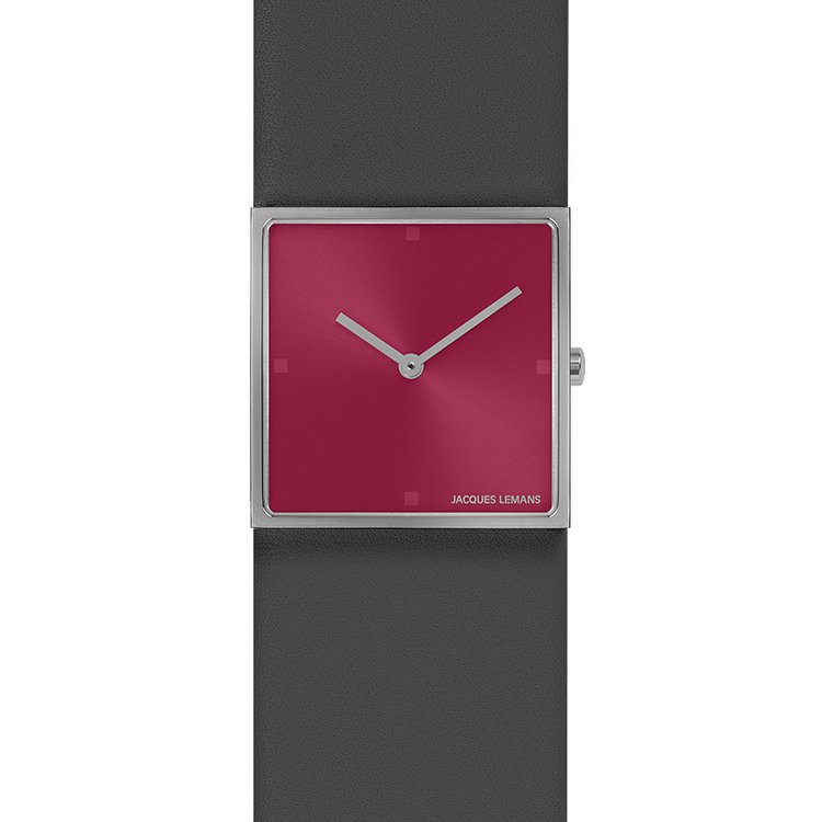 Uhr - DESIGN COLLECTION - grau pink eckig - Leder