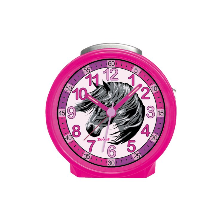 Wecker - Quarz - Glückliches Pferd - Pink