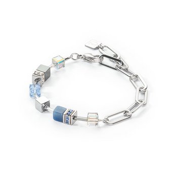 Armband - Edelstahl - GeoCube Silber Blau