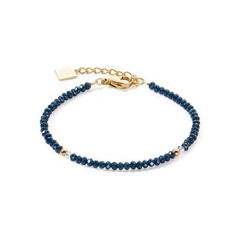 Armband - Edelstahl gold - Kleine Blaue Perlen