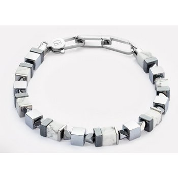 Armband - Edelstahl - Cubes weiß - silber