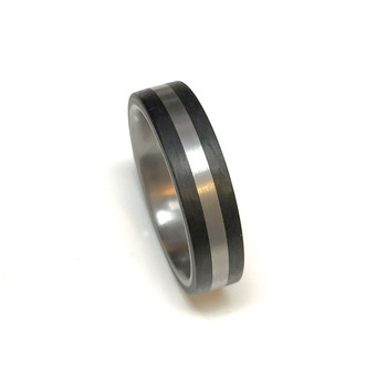 Ring 62 - Edelstahl Carbon - schwarz/silberfarben