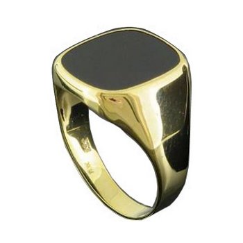 Ring 65 - Gold 585 14K - Siegelring - Onyx