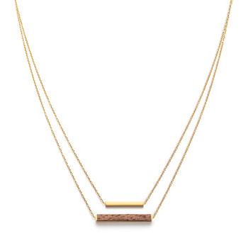 Collier - Rectangle Necklace Walnut Shiny Gold