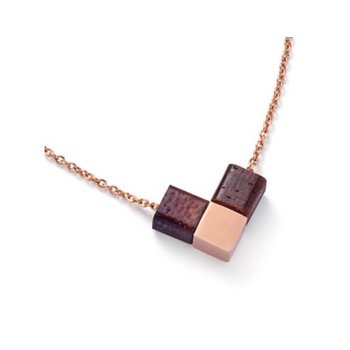 Collier - Heart Cube Necklace Rosewood Rosé