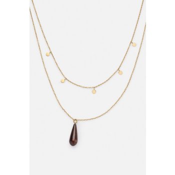 Collier - Double Necklace - Stahl goldfarben