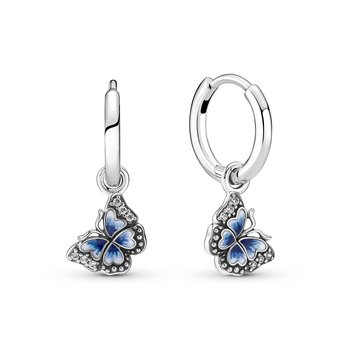 Creolen - Silber - Blauer Schmetterling Ohrringe