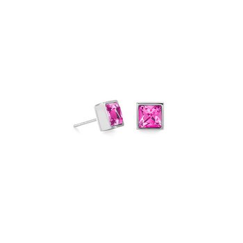 Ohrhänger - Edelstahl - Kristalle  eckig Pink