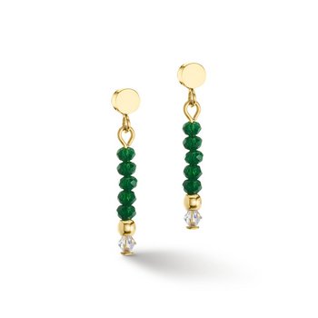 Ohrhänger - Edelstahl Gold - grüne Perlen