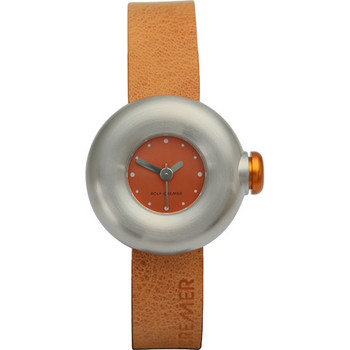 Uhr - Boom - Stahl - Leder orange