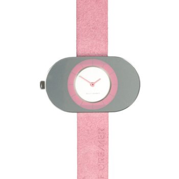Uhr - Eye Eye - silber - Lederband rosa