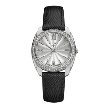 Uhr Dame - Diana - Steine - Leder schwarz