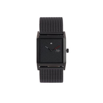 Uhr - Across - Stahl schwarz - eckig Milaneseband