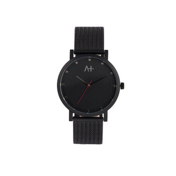 Uhr - Across - Stahl schwarz - rund Milaneseband
