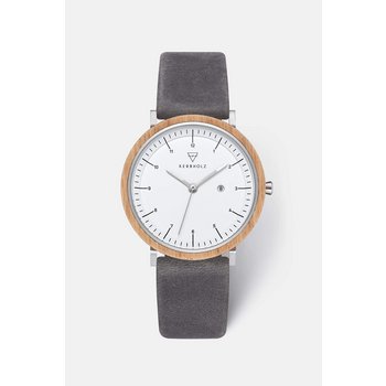 Uhr - Amelie-Oak-Slate-Grey - Leder grau
