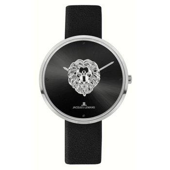 Uhr - Löwenkopf - 1-2092A - Leder schwarz